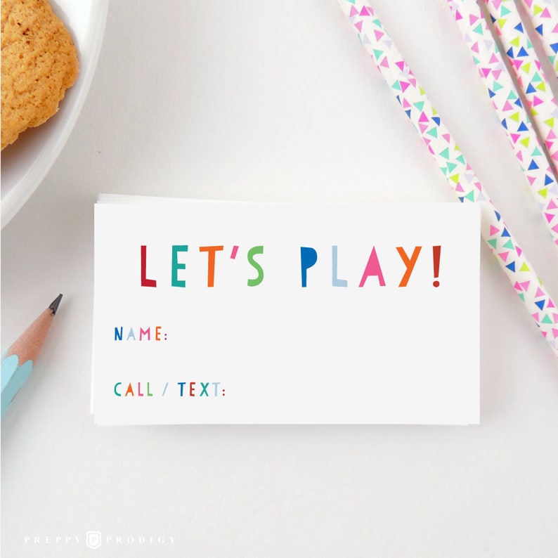 Play Date Calling Cards Kids Calling Cards Boys Girls Etsy