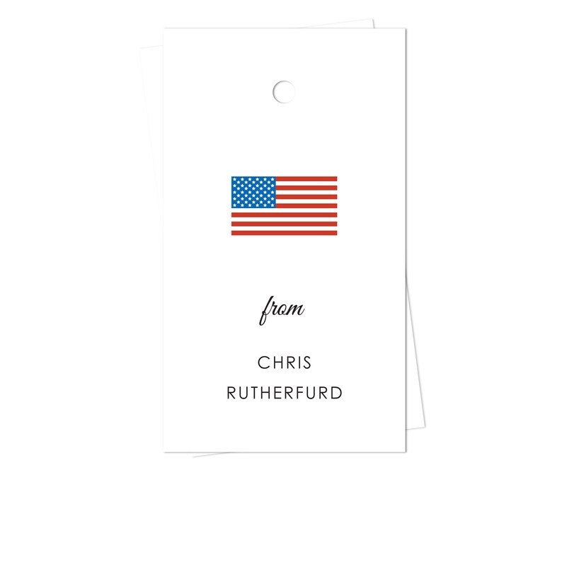 Monogrammed Gift Tags Personalized Gift Tags Custom Gift Tags Enclosure Cards Favor Tags For BBQ For Housewarming American Flag image 5
