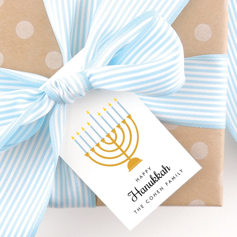 Personalized Hanukkah Gift Tags set of 10 Custom Menorah Etsy
