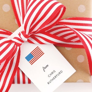 Monogrammed Gift Tags Personalized Gift Tags Custom Gift Tags Enclosure Cards Favor Tags For BBQ For Housewarming American Flag image 2