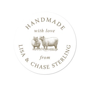 Sticker Labels for handmade items, Personalized Labels for handmade items, business labels for packaging, Business Labels for jars, Sheep