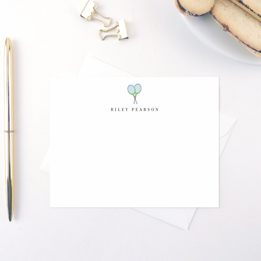 Personalized Tennis Racket Stationery, Tennis Racket Note Card Gift ...