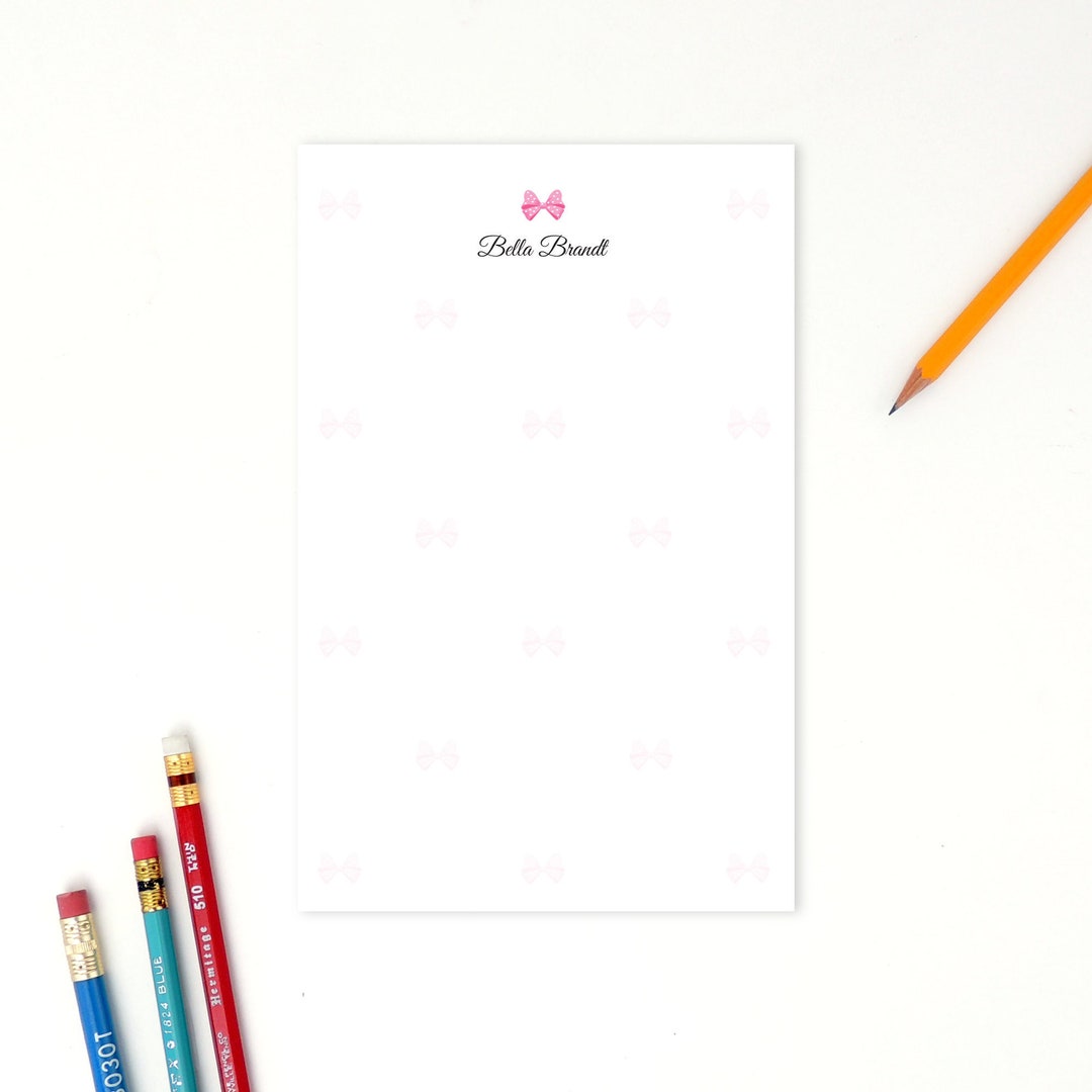 Personalized Notepad, Pink Bow Stationery, Custom Writing Paper - Etsy