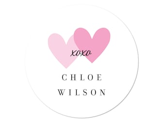 Monogram Stickers, Personalized birthday favor sticker, Wedding Party Sticker, Heart Stickers, Everyday Stickers, Favor Label, Double Hearts