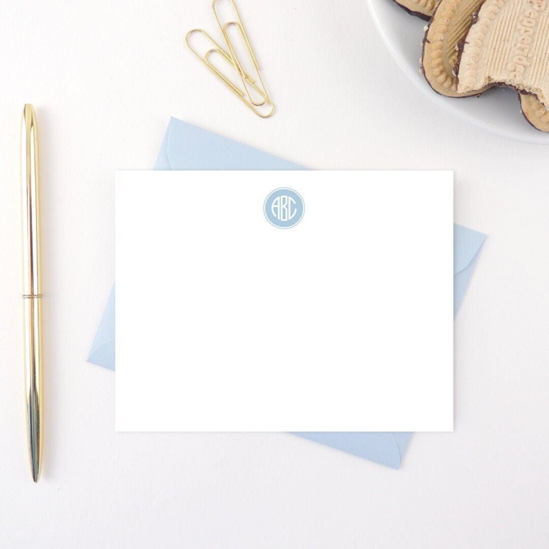 Personalized Stationery Set: Filled Circle Monogram Note Cards - Etsy