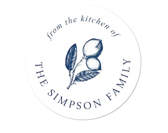 Personalized From the Kitchen of Labels, From the Kitchen of Stickers, Custom Handmade Labels, Homemade kitchen Label Stickers, Lemon