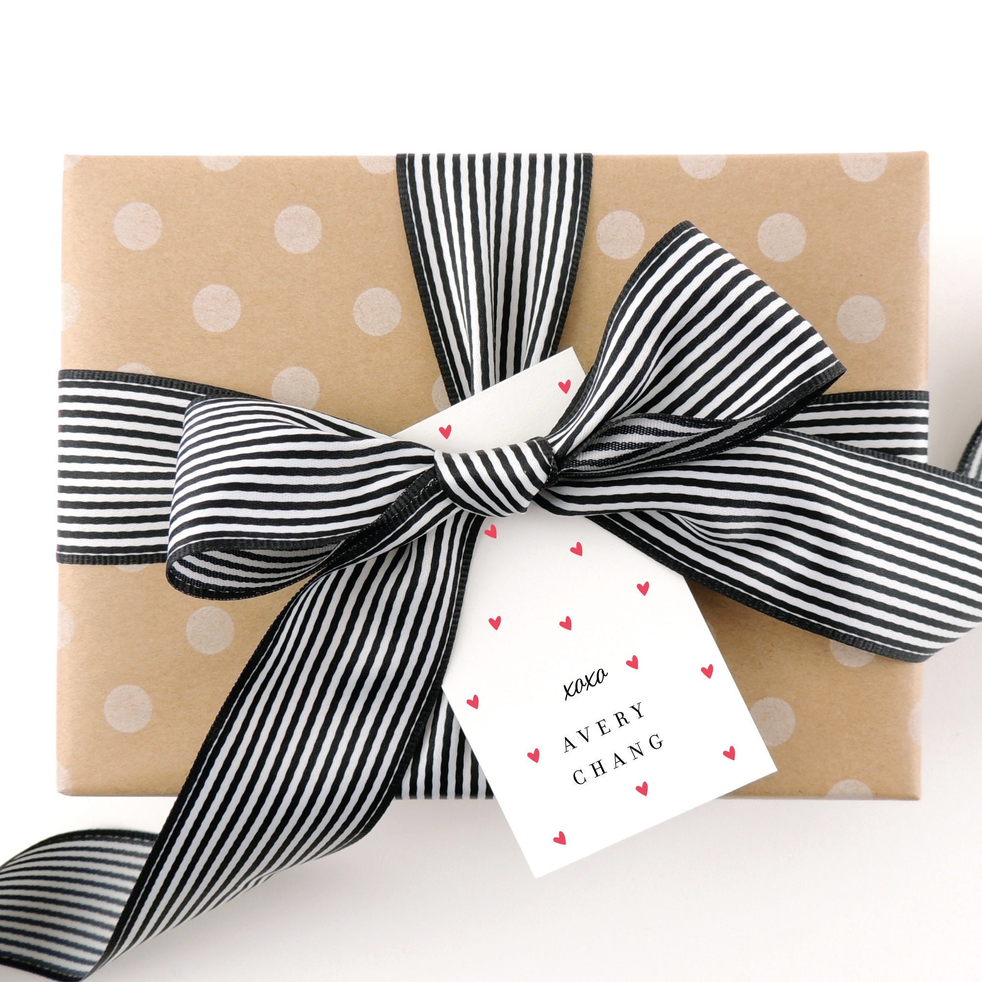 Personalized Gift Tags - Polka Dot -Everyday- Personalized Gift Tags - Custom Tags - Favor Cards - Favor Tags - Thank You Tags - Red Hearts