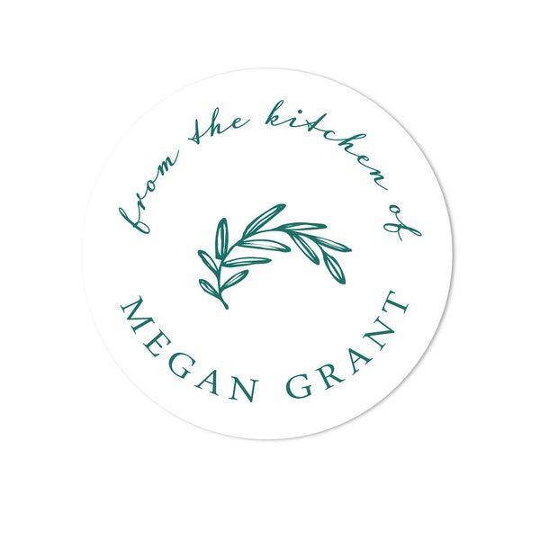 Personalized From the Kitchen of Labels, From the Kitchen of Stickers, Custom Handmade Labels, Homemade Label Stickers, Olive Leaf