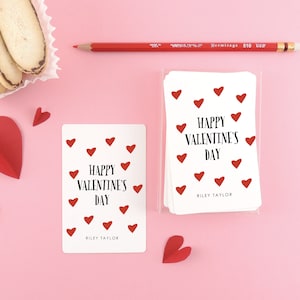 Personalized Kids Valentine Cards for school, Red Valentine's Day Cards for Girls, Classroom Valentines, Kids Class Valentines, Red Hearts