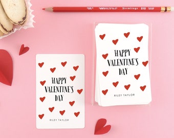 Personalized Kids Valentine Cards for school, Red Valentine's Day Cards for Girls, Classroom Valentines, Kids Class Valentines, Red Hearts