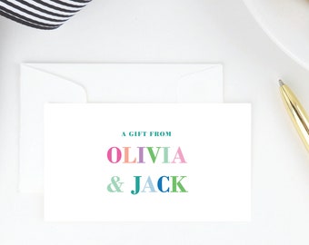 Personalized Kids Gift Cards: Rainbow Block Design