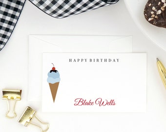 Birthday Gift Enclosure Cards, Personalized Enclosure Cards For Kids, Personalized Birthday Card Enclosure Tag Cards, Ice Cream Cone