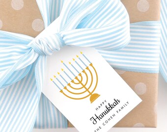 Personalized Hanukkah Menorah Gift Tags, Party Favors