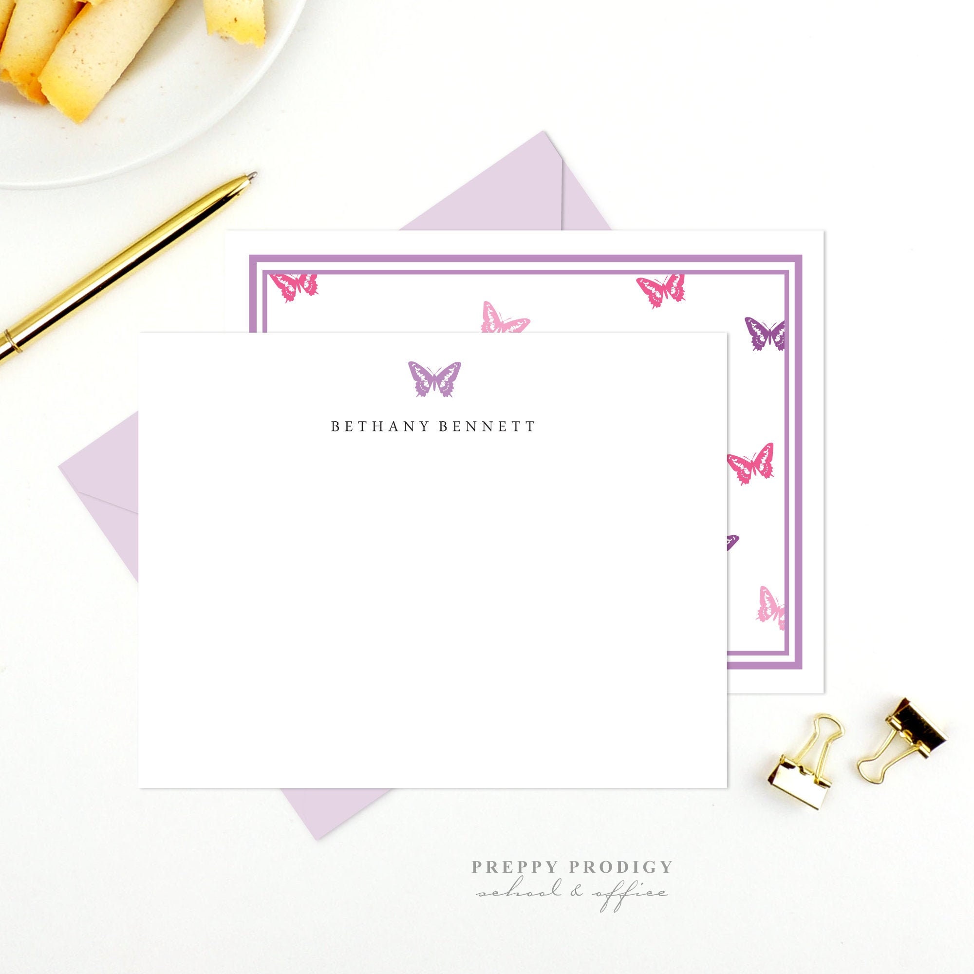 Personalized Butterfly Stationery Set, Girls Note Cards - Etsy
