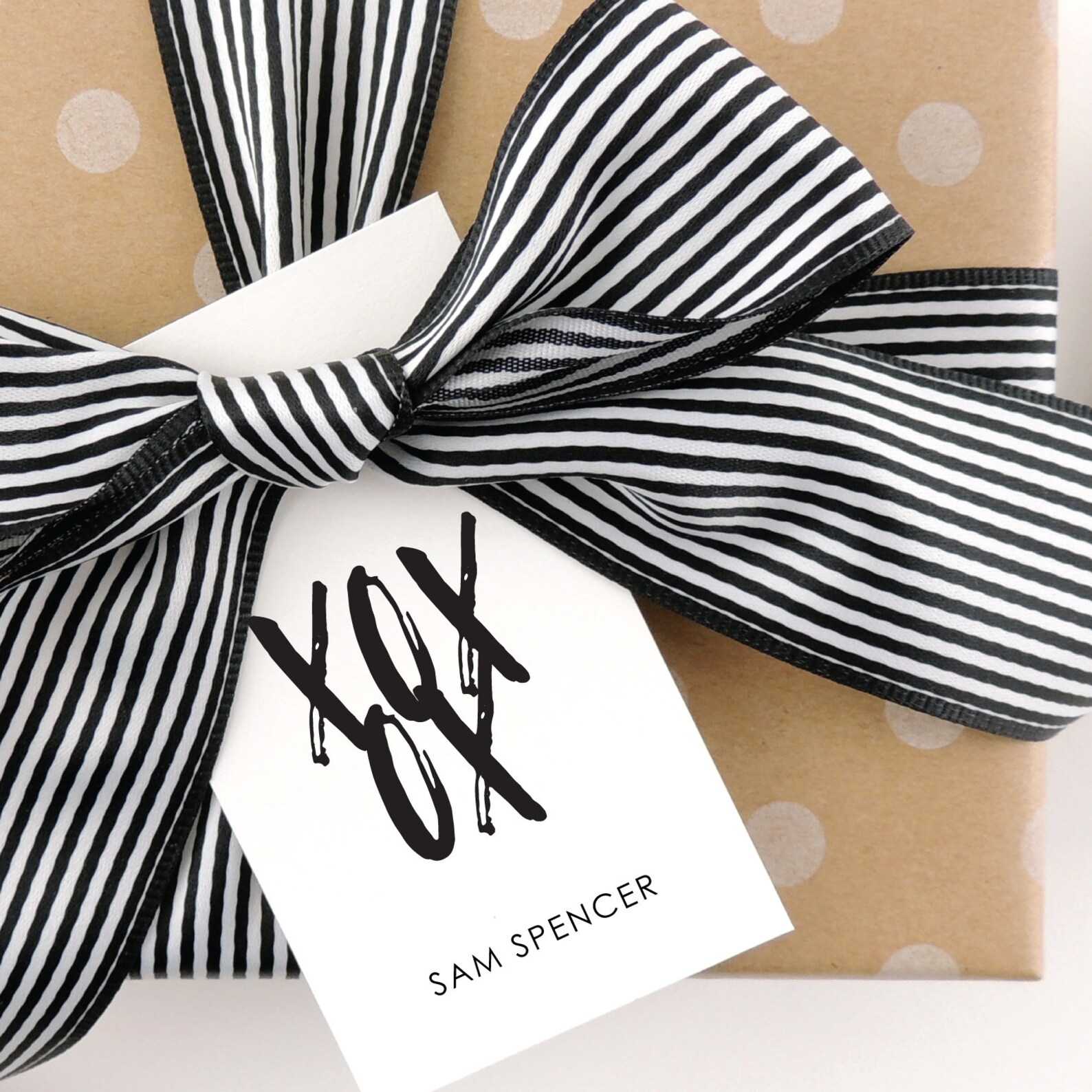 Monogram Tag Personalized Gift Tags - Black & White Monogram, XOXO - Etsy
