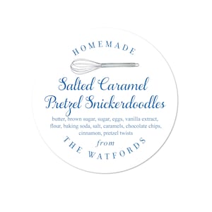 Personalized Cookie Label Stickers, Baking Labels, Baking Stickers, Cookie Baking labels, Custom Text Cookie Labels, Baking Gift Idea, Whisk