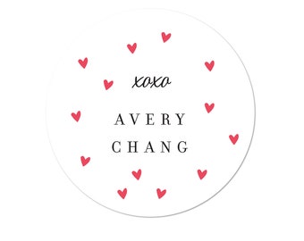 Monogram Stickers, Personalized birthday favor stickers, Wedding Party Stickers, Heart Stickers, Everyday Stickers, Favor Label, Red Hearts