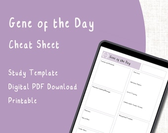 Genetics 'Gene of the Day' Study Guide | Printable A4 Digital Download