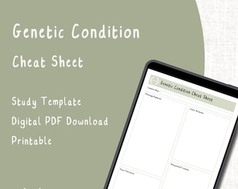 Genetic Condition Cheat Sheet | Printable A4 Digital Download