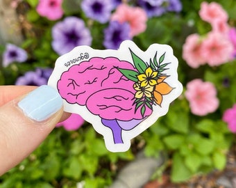 Floral Brain Neuro Anatomy Sticker