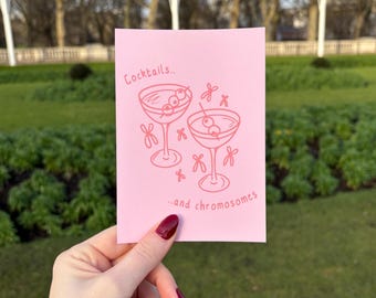 Genetics Cocktails and Chromosomes Science Postcard