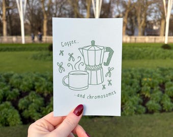 Genetics Coffee and Chromosomes Science Postcard