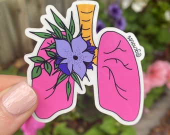 Floral Lungs Anatomy Sticker