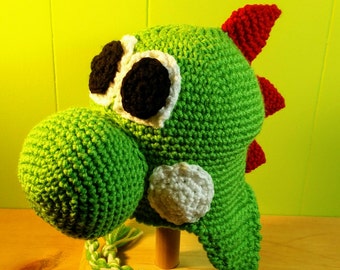 Crochet Yoshi Inspired Dinosaur Hat, Beanie, Stocking Cap with Ear Flaps - Nintendo Super Mario World - All Colors