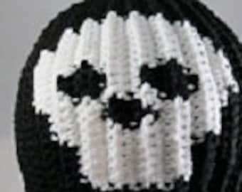 Crochet Skull Beanie Pattern – Black and White Skully Design (PDF Pattern)