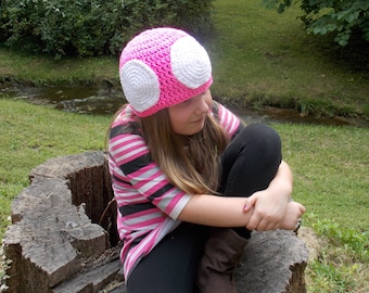 Crochet Nintendo Mushroom Toadette Hat, Beanie, Cap