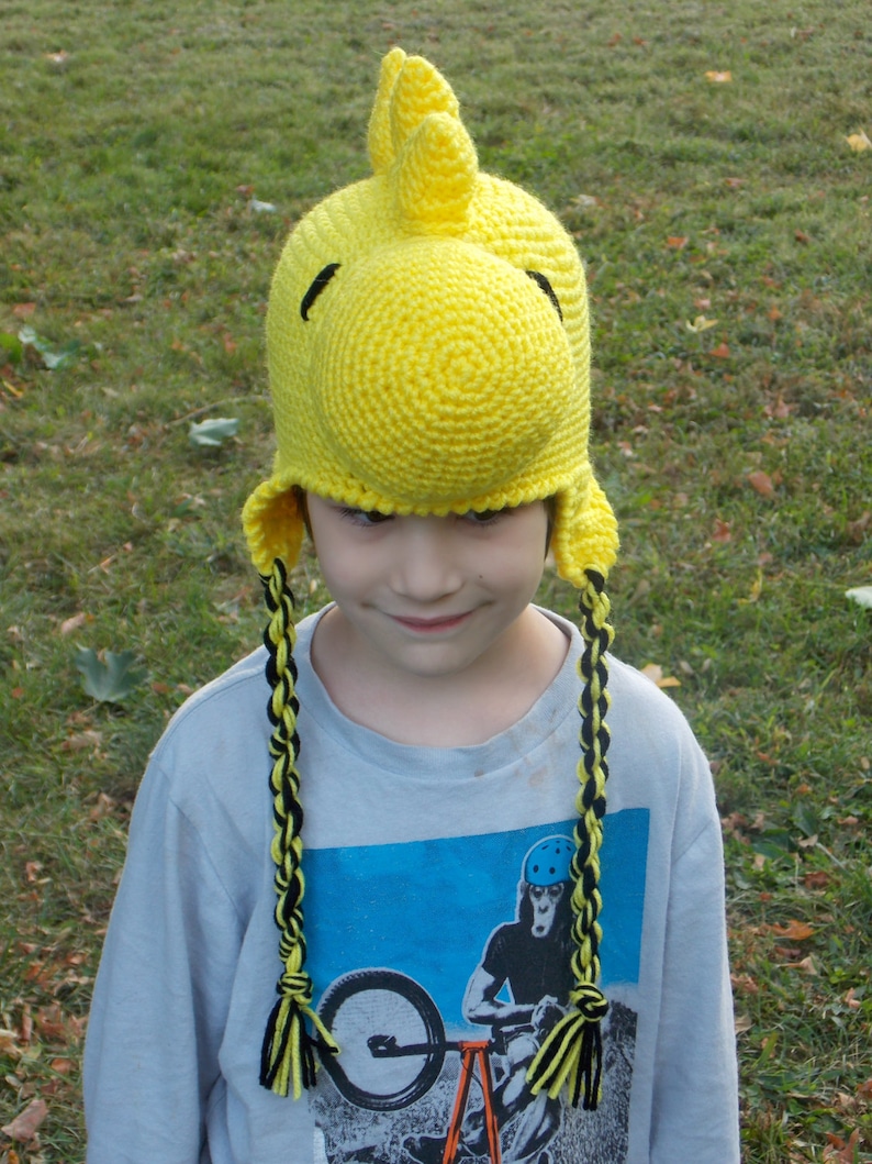 Peanuts Beanie Yellow Bird Woodstock Hat Stocking Cap with Ear Flaps