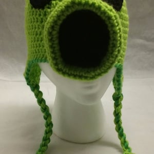 Pattern Green Repeater and Peashooter Pea Shooter Crochet Hat Beanie Stocking Cap with Earflaps All Sizes image 2