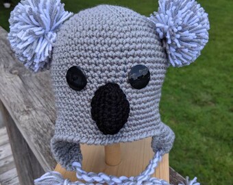 Gehaakte muts koalabeer beanie muts met oorkleppen