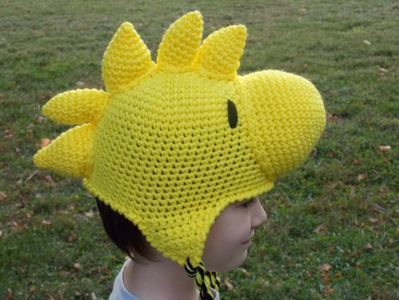 Peanuts Beanie Yellow Bird Woodstock Hat Stocking Cap with Ear Flaps