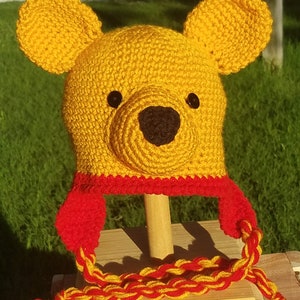 Hand Crochet Golden Bear Hat - Sizes Newborn through Adult - Crochet Winnie the Pooh Inspired Hat, Beanie, Cap