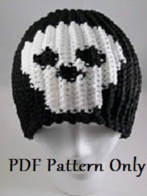 Crochet Skull Beanie Pattern – Black and White Skully Design (PDF