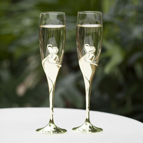 Personalized Gold Champagne Flutes Engraved Wedding Champagne Etsy