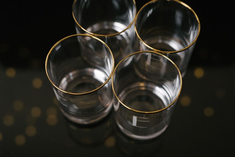 Personalized Gold Rim Whiskey Glasses Set Of 4 Whiskey Etsy