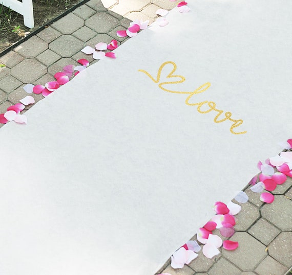 Gold Love Wedding Aisle Runner Diy Rose Petal Aisle Runner Etsy