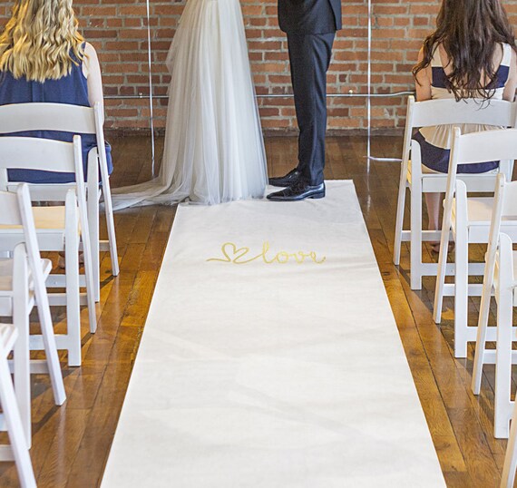 Gold Love Wedding Aisle Runner Diy Rose Petal Aisle Runner Etsy