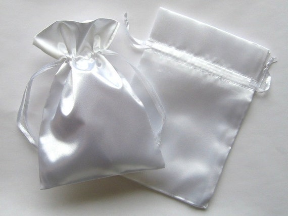 SATIN SILVER BAGS FOR JEWLRY 3x4 GIFT BAGS BOWS RIBBONS PARTY FAVORS PACKAGING
