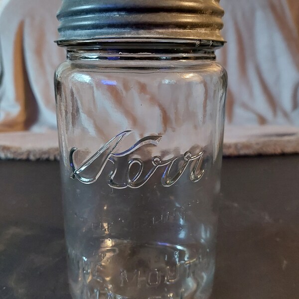 Kerr Self Sealing Wide Mouth Mason Quart Jar Food Fruit Canning Storage Farmhouse Jar Atlas Zinc Lid Porcelain Milk Glass Insert Free Ship