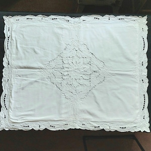 Battenberg Lace Pillow Sham Standard 26&quot; x 20&quot; Shabby Cottage Chic Intricate Pattern Bedroom or Guest Room Decor