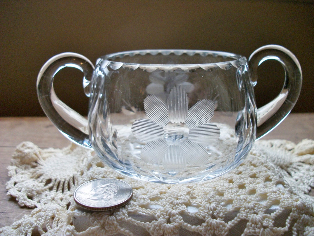 Wheel Cut Crystal Open Sugar Cut Flowers Applied Handles Cut Etsy