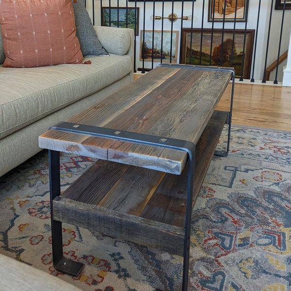 Entryway Bench with Storage | MOAB Reclaimed Wood Ottoman Bench |Narrow Wide Wooden Hallway Organization, Mudroom Shoe | Farmhouse Decor