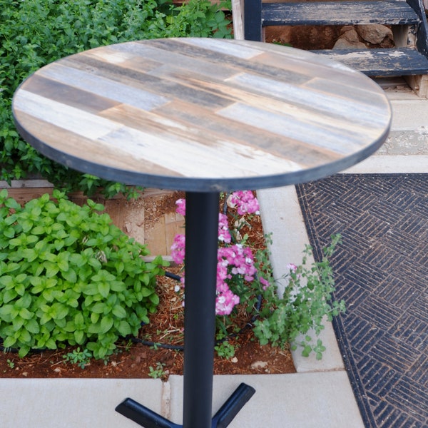 Round Farmhouse Bar, Pub/Counter Height. Reclaimed Mixed Barnwood, Industrial Wooden Farm Style Rustic Kitchen, Dining Nook Decor