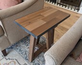 Reclaimed Wood End Table with X Style Farmhouse Legs | Small Rustic Living Room Furniture | Accent Sofa Side Table Barnwood Square Rectangle