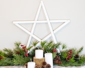 Large Wooden Star Decoration Rustic White Pentagram Wall Decor Hanging Primitive Christmas Reclaimed Barn Wood Stars Small Big