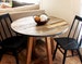 Round Farmhouse Breakfast Table SALE Mixed Barn Wood and Metal Pedestal Kitchen Nook/Dining Room Furniture, 30' 36' (3') 42' 48' (4') top 