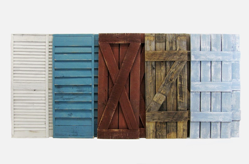 Rustic Window Shutters 2 14 wide X 36 tall for 46X36 Window Mirror mirror sold separately Decorative Reclaimed Old Wood Wall Decor. image 2